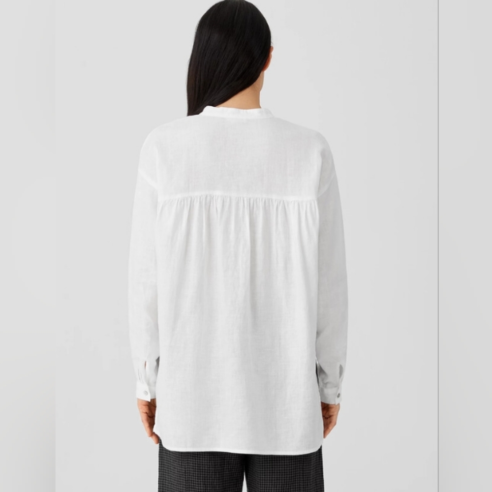 EILEEN FISHER White Linen Tunic Blouse PL - Picture 7 of 7